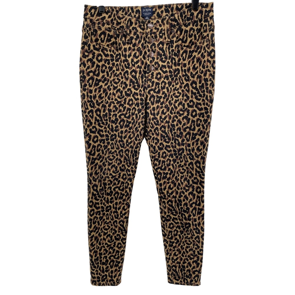 J.Crew Jeans Womens 29 Leopard High-Rise Skinny Animal Print Button Fly Stretch